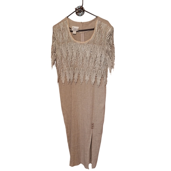 Stunning Vintage CARMIN ACQUARIUM USA MIDI length Dress Embroidery FLAPPER MED - Picture 1 of 8
